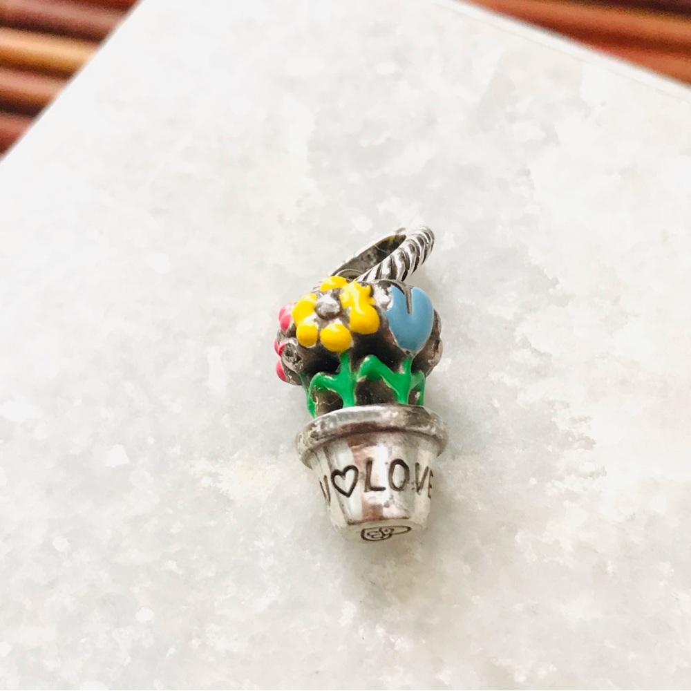 Brighton Colorful Flowerpot Charm Enameled